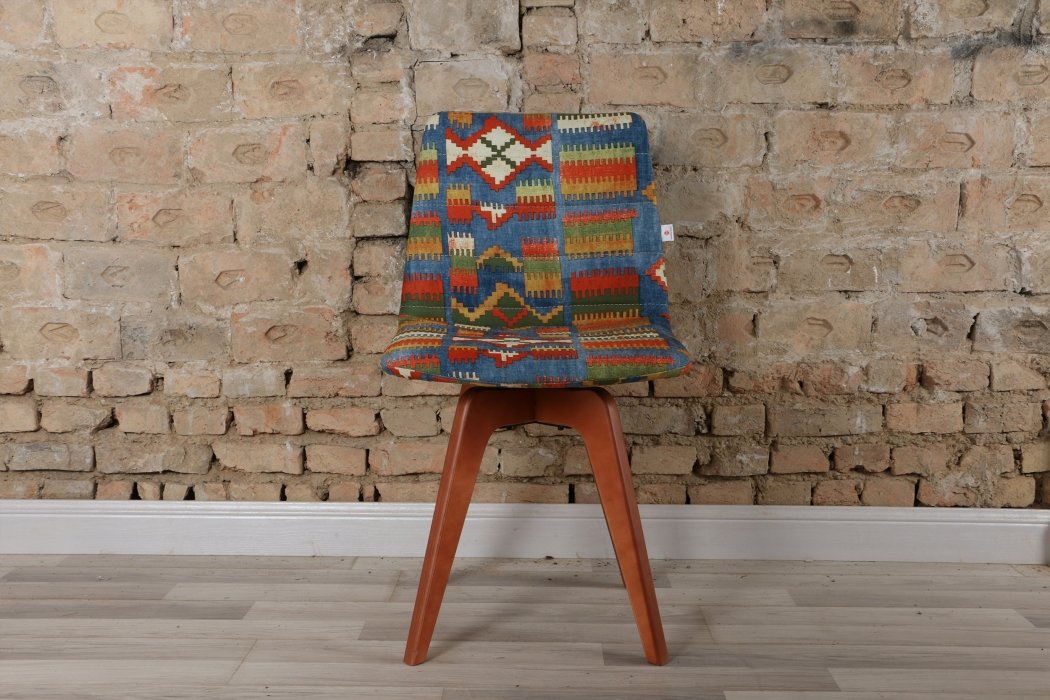 صندلی مدرن پایه چوبی فونیکس مدل PHW-تشک‌ طرح‌دار
